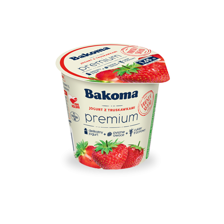 Jogurt PREMiUM Mild z truskawką 140g Bakoma